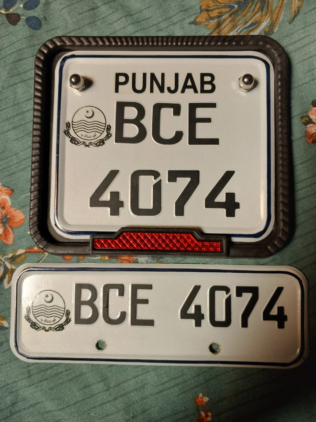 EMBOSSED NUMBER PLATES FOR BIKES WITH FREE COVER