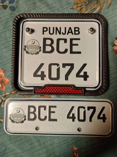 EMBOSSED NUMBER PLATES FOR BIKES WITH FREE COVER